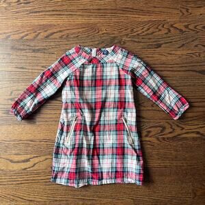Baby Gap Toddler Girl's Lined 100% Cotton Holiday Plaid Zipper Dress Tunic -4